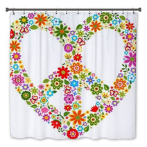 Heart Peace Symbol With Floral Pattern Bath Decor 49699128