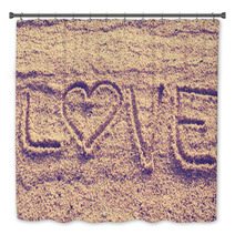 Heart Shape Drawn On Beach Sand Bath Decor 61699456