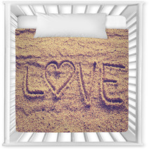 Heart Shape Drawn On Beach Sand Nursery Decor 61699456