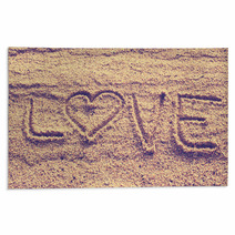 Heart Shape Drawn On Beach Sand Rugs 61699456