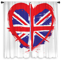 Heart Shape England Flag Window Curtains 28725391