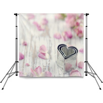 Heart Shaped Cookie Cutters On Wooden Background Backdrops 61060983