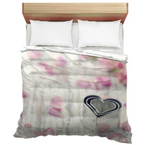 Heart Shaped Cookie Cutters On Wooden Background Bedding 61060983