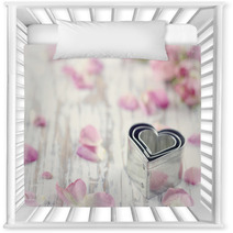 Heart Shaped Cookie Cutters On Wooden Background Nursery Decor 61060983