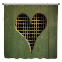 Heart Shaped Cut-out On Wooden Door Bath Decor 63237083