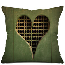 Heart Shaped Cut-out On Wooden Door Pillows 63237083