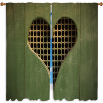 Heart Shaped Cut-out On Wooden Door Window Curtains 63237083