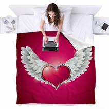 Heart With Angel Wings Blankets 38797195