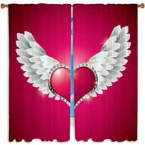 Heart With Angel Wings Window Curtains 38797195