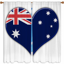 Heart With Flag Of Australia Window Curtains 54651043