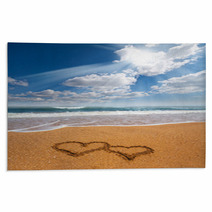 Hearts Drawn On The Sand Of A Beach Rugs 59486675