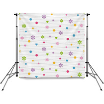 Hearts Flowers And Dots Pattern Backdrops 59113222