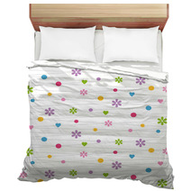 Hearts Flowers And Dots Pattern Bedding 59113222