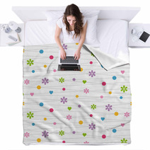 Hearts Flowers And Dots Pattern Blankets 59113222