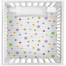 Hearts Flowers And Dots Pattern Nursery Decor 59113222