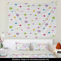Hearts Flowers And Dots Pattern Wall Art 59113222