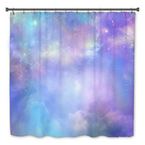 Heaven Is Beautiful Purple Pink And Blue Deep Space Background With Many Stars Planets And Cloud Formations Bath Decor 207241327
