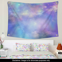 Heaven Is Beautiful Purple Pink And Blue Deep Space Background With Many Stars Planets And Cloud Formations Wall Art 207241327