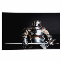 Heavy Armoured Man Holding His Sword Rugs 35584484