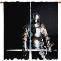 Heavy Armoured Man Holding His Sword Window Curtains 35584484