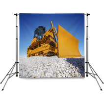 Heavy Bulldozer At Construction Site Backdrops 65980213