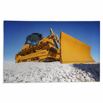 Heavy Bulldozer At Construction Site Rugs 65980213