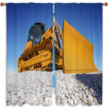 Heavy Bulldozer At Construction Site Window Curtains 65980213