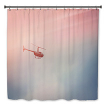 Helicopter Flying In The Blue Sky With Sunlight Bath Decor 143355564