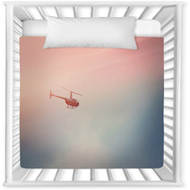 Helicopter Flying In The Blue Sky With Sunlight Nursery Decor 143355564