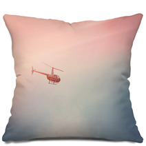 Helicopter Flying In The Blue Sky With Sunlight Pillows 143355564