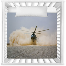 Helicopter Landing In Cloud Of Dust Of Desert Nursery Decor 47430748
