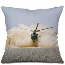 Helicopter Landing In Cloud Of Dust Of Desert Pillows 47430748