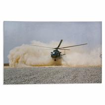 Helicopter Landing In Cloud Of Dust Of Desert Rugs 47430748