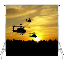 Helicopter Silhouettes On Sunset Background Backdrops 43361552