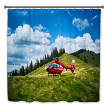 Helicopter Takeoff In The Mountains Bath Decor 102541196
