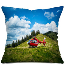 Helicopter Takeoff In The Mountains Pillows 102541196