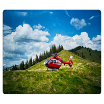Helicopter Takeoff In The Mountains Rugs 102541196
