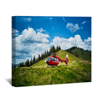 Helicopter Takeoff In The Mountains Wall Art 102541196