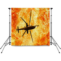 Helicopters On A Fiery Background Fire Flames Backdrops 143823064