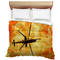 Helicopters On A Fiery Background Fire Flames Bedding 143823064