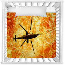 Helicopters On A Fiery Background Fire Flames Nursery Decor 143823064