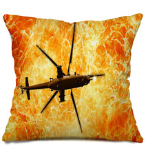 Helicopters On A Fiery Background Fire Flames Pillows 143823064