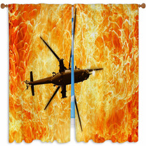 Helicopters On A Fiery Background Fire Flames Window Curtains 143823064