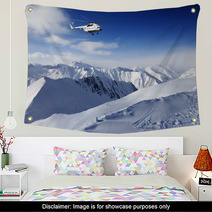 Heliski In Snowy Mountains Wall Art 46121122