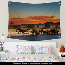 Herd Of Elephants In African Savanna Wall Art 20708665