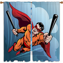 Hero With Baseball Bats Window Curtains 65080175