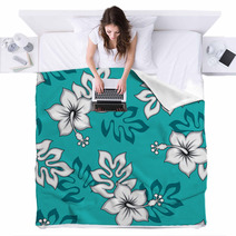 Hibiscus Flower Seamless Fabric Textile Blankets 44806186