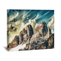 High Peaks Of Dolomites. Italian Alps Scenario On Winter Sunset Wall Art 56338141