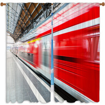 High Speed Train At Station Platform Window Curtains 65597346