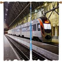 High-speed Train At The Railway Station Window Curtains 52709188